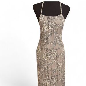 Leaf Print Halter Maxi Dress